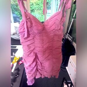 ASTR Women's Lavender Pink Aiko Ruched Mini Dress Size Large